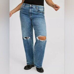 NEW Torrid Perfect Wide Leg Vintage Jeans Size 16 Vintage Stretch Ripped Knee